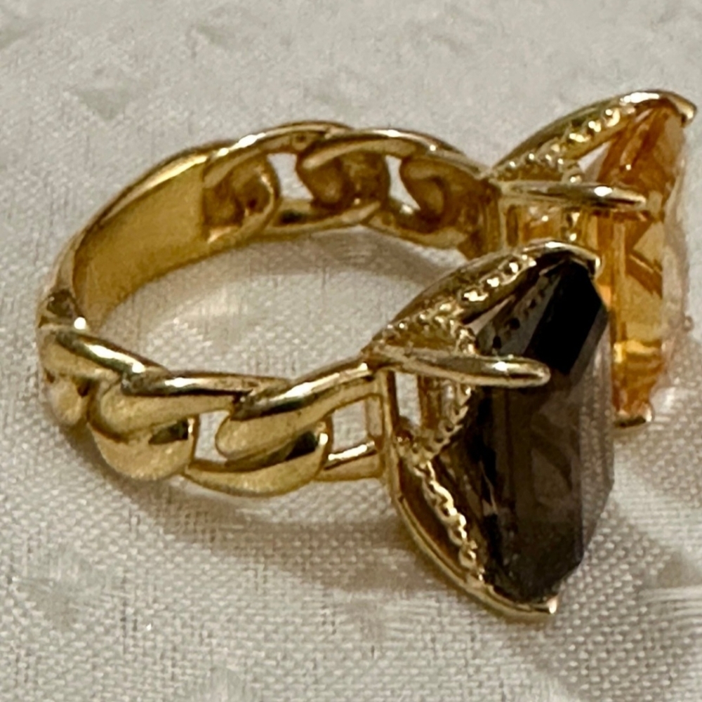 Michael Valitutti 8.15ctw Emerald Cut Citrine & Smoky Quartz Ring Sz 7 - Picture 9 of 10
